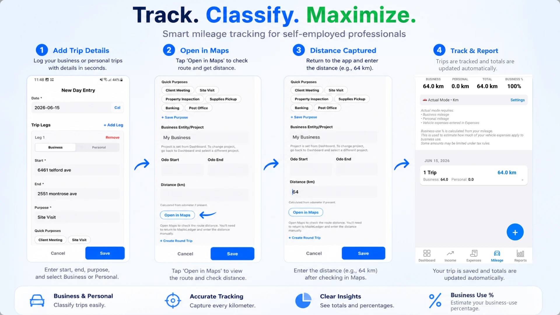 Mileage tracking workflow
