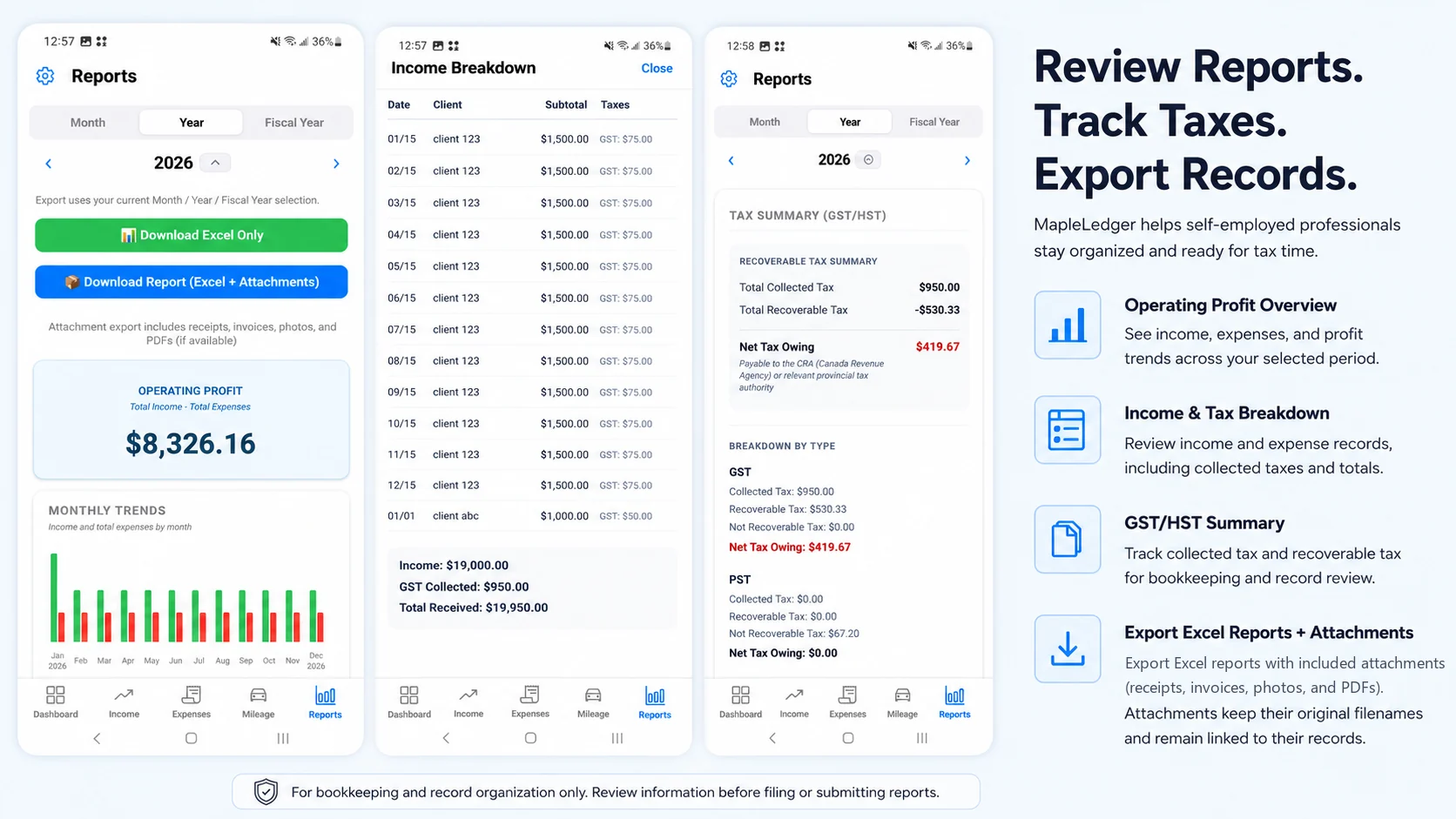 Reporting and export workflow